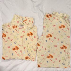 Djerf Avenue Cream Pajama Set with Colorful Print